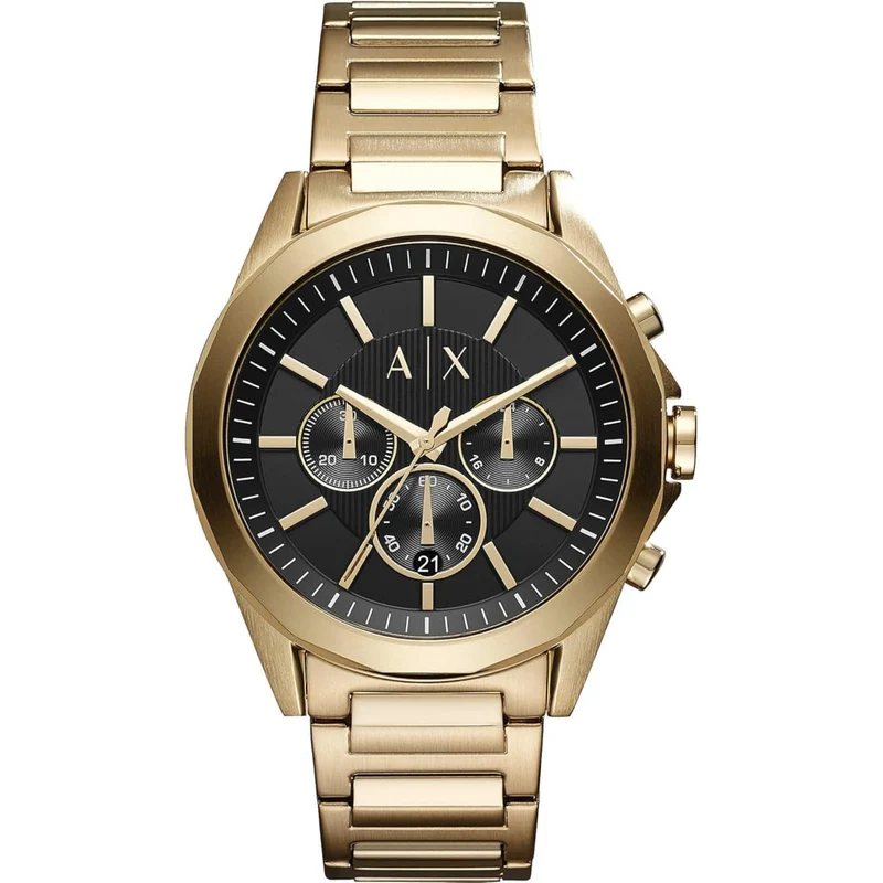 Armani Exchange Drexler 44mm Chronograph Black Dial Steel Mens Watch AX2611