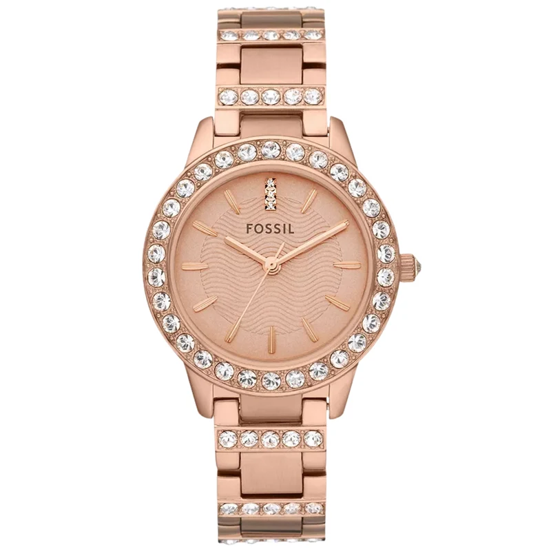 Fossil Jesse Rose 34mm Rose Gold Dial Steel Ladies Quartz Watch ES3020