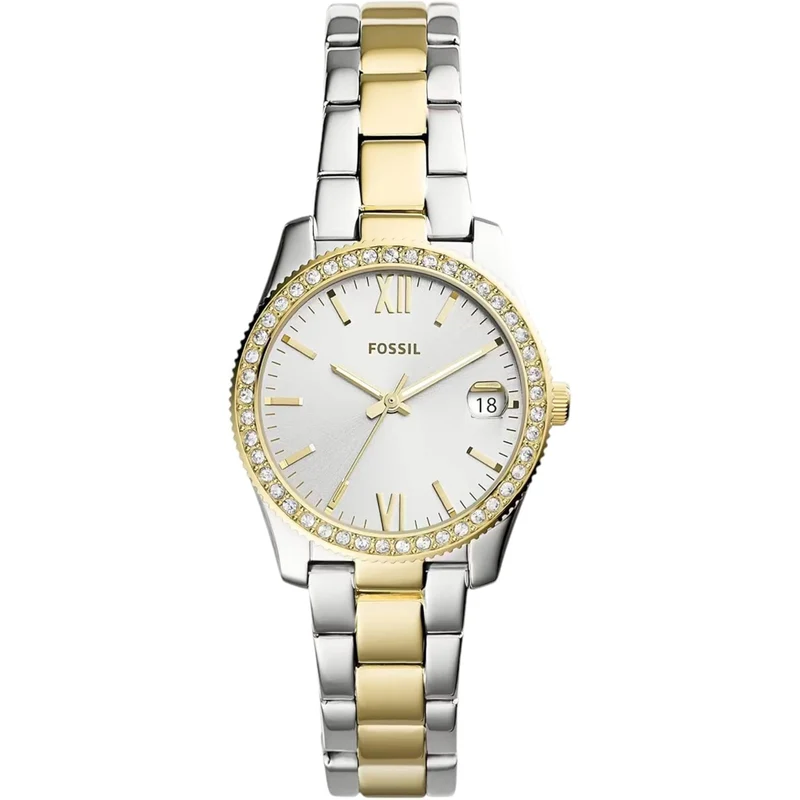 Fossil Scarlette 33mm Gold Dial Steel Ladies Quartz Watch ES4319