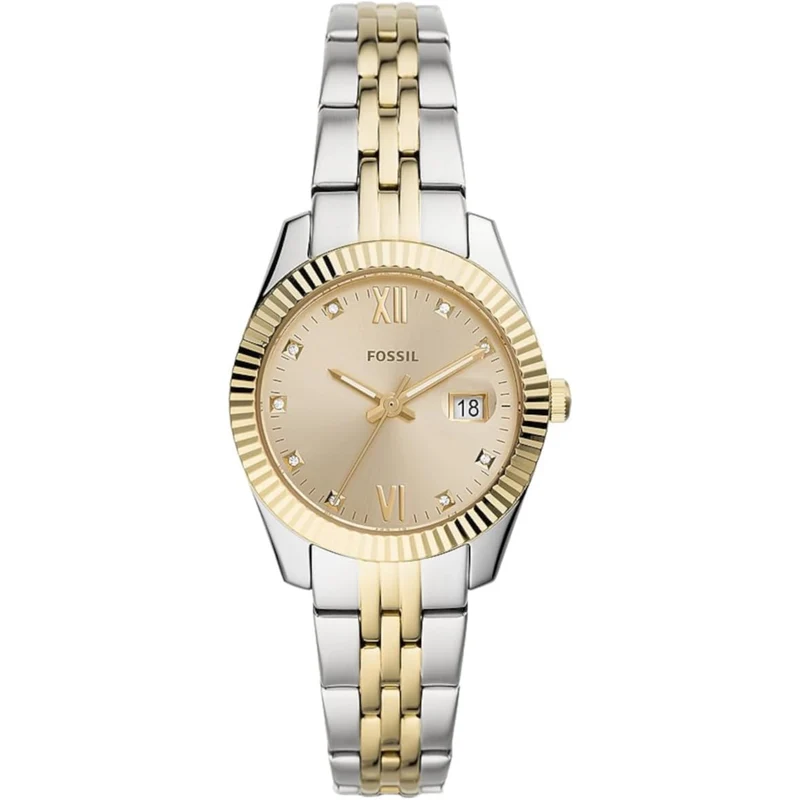 Fossil Scarlette 33mm Gold Dial Steel Ladies Quartz Watch ES4949