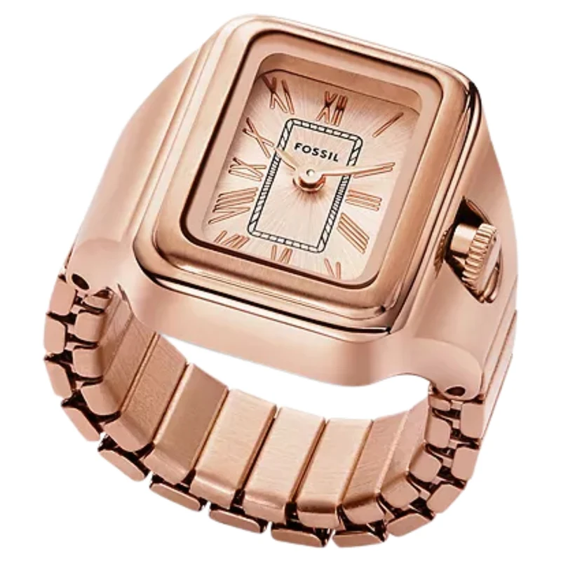 Fossil Raquel 14mm Rose Gold Dial Steel Ladies Quartz Ring Watch ES5345