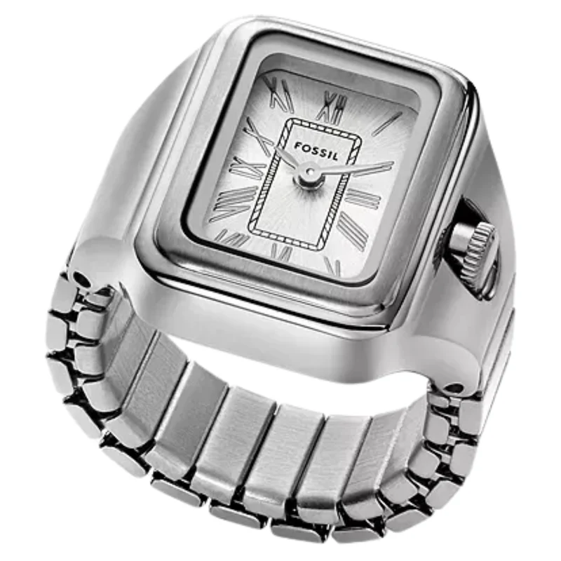 Fossil Raquel 14mm Silver Dial Steel Ladies Quartz Ring Watch ES5344