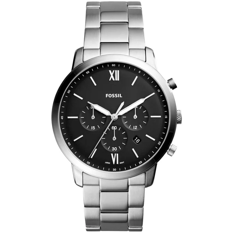 Fossil Neutra 44mm Chronograph Black Dial Steel Mens Quartz Watch FS5384