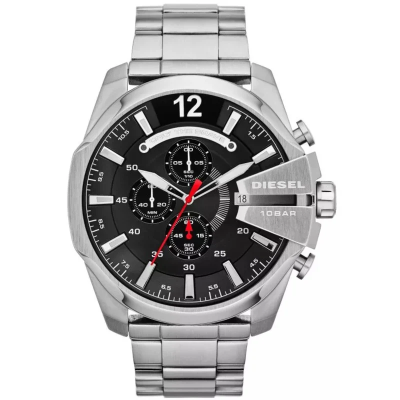 Diesel Mega Chief 51mm Chronograph Black Dial Steel Mens Quartz Watch DZ4308