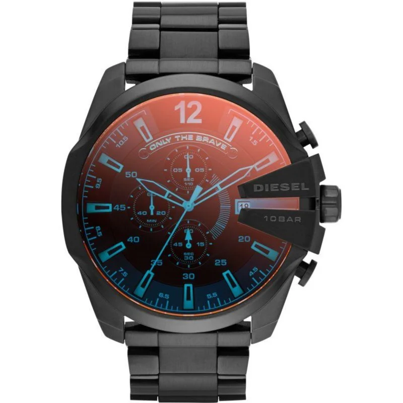 Diesel Mega Chief 51mm Chronograph Black Dial Steel Mens Quartz Watch DZ4318