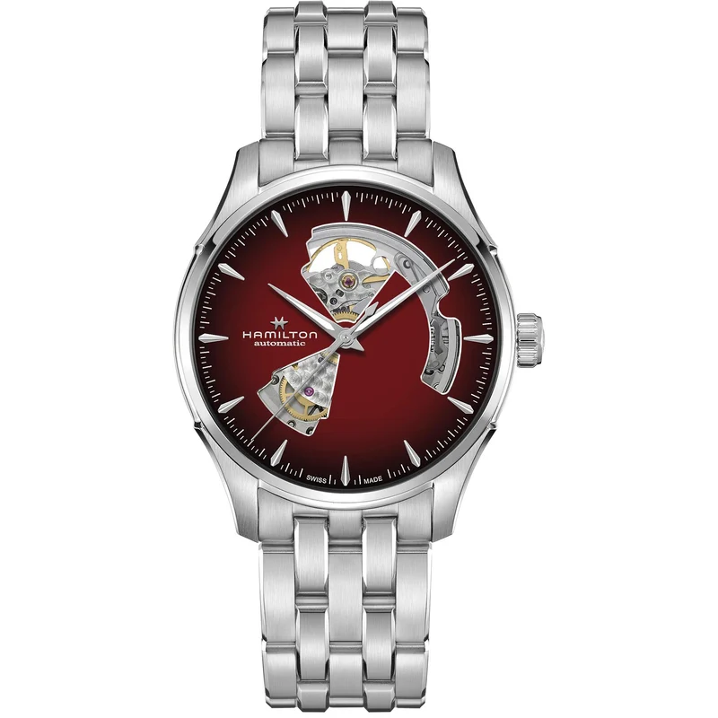 Hamilton Jazzmaster 40mm Open Heart Burgundy Dial Steel Mens Automatic Watch H32675170