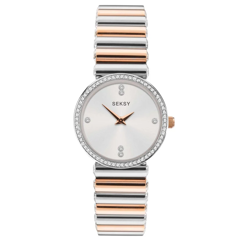 Seksy Edge Quartz Silver Dial Steel Strap Ladies Watch 40045