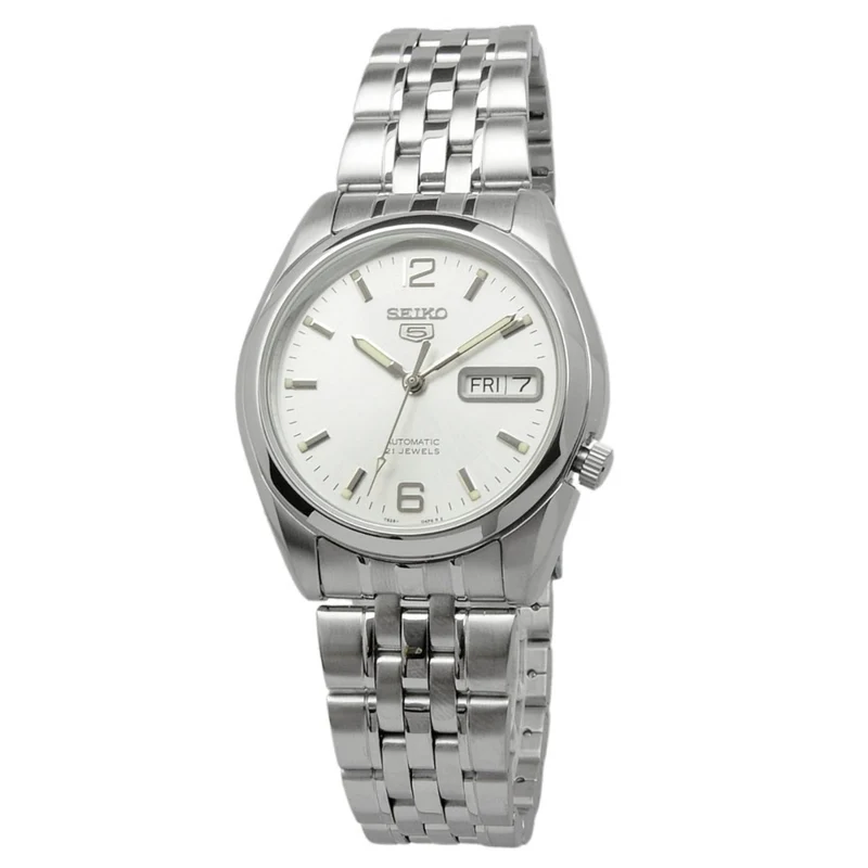 Seiko 5 Classic 38mm Silver Dial Steel Mens Automatic Watch SNK385K1