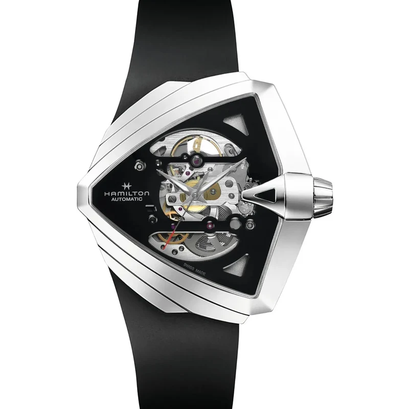 Hamilton Ventura 46mm XXL Skeleton Black Dial Rubber Mens Automatic Watch H24625330