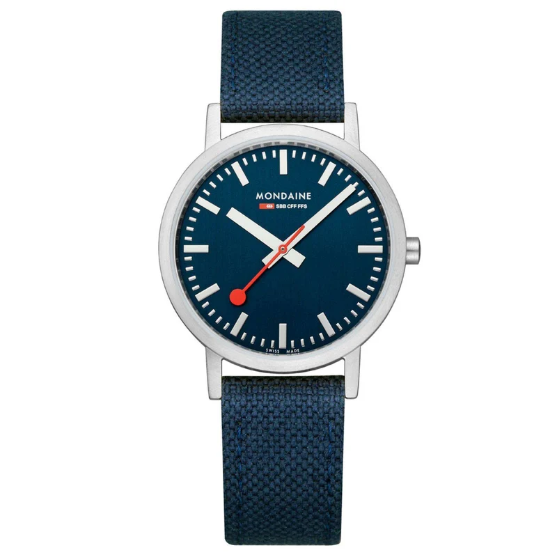 Mondaine Classic Deepest Blue Textile Strap Blue Dial Watch A660.30314.40SBD