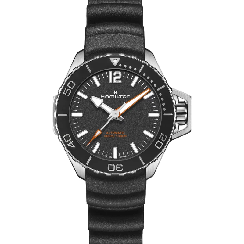 Hamilton Khaki Navy 41mm Black Dial Rubber Mens Automatic Watch H77455330