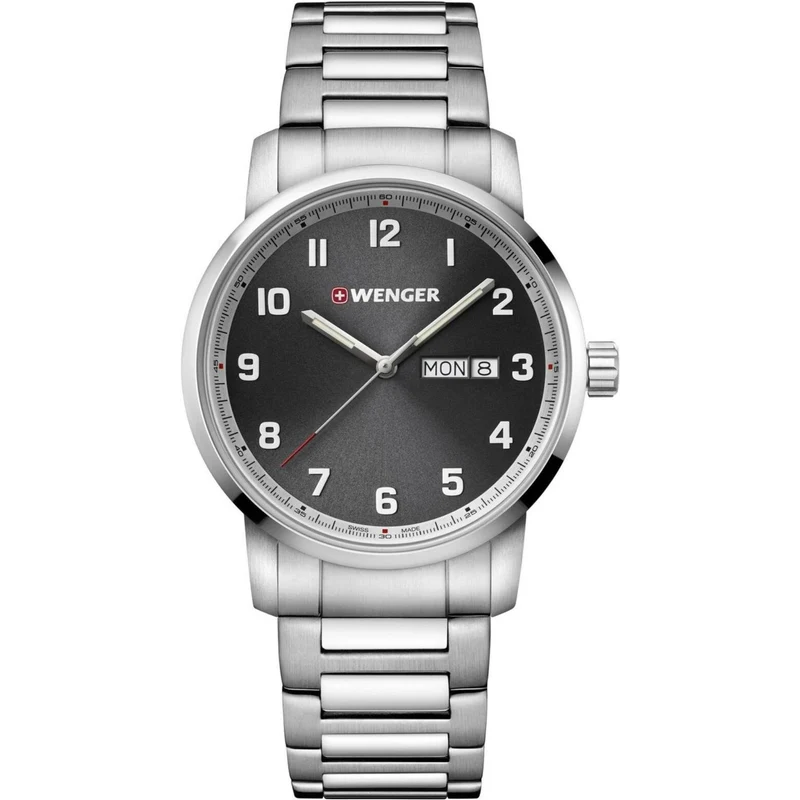 Wenger Attitude Heritage Quartz Black Dial Steel Strap Men's Watch 01.1541.119