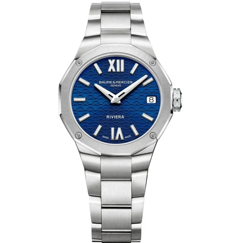 Baume & Mercier Riviera “Swiss Made" Quartz Blue Dial Steel Strap Women's Watch BM0A10727