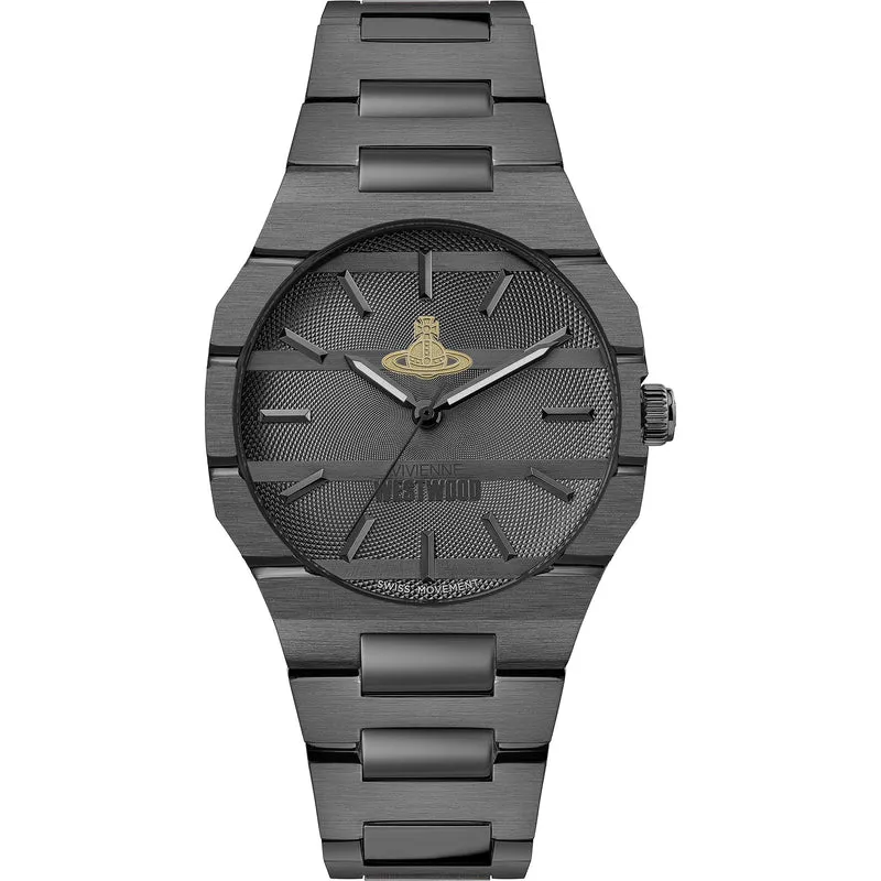 Vivienne Westwood The Bank 37mm Black Dial Steel Quartz Watch VV294GYGN