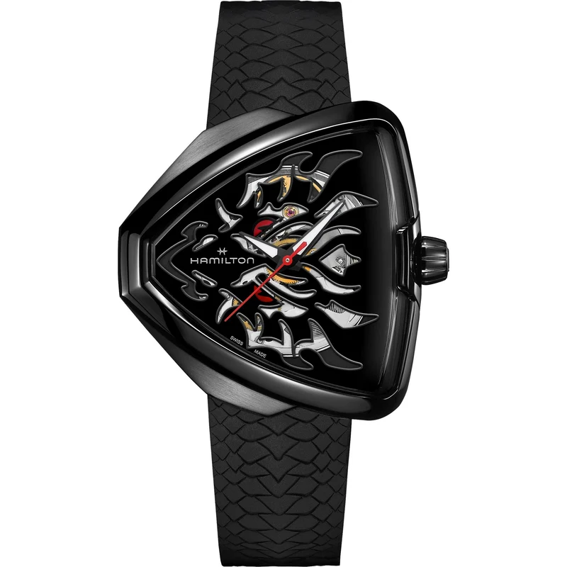 Hamilton Ventura 42mm Elvis80 Skeleton Black Dial Rubber Mens Automatic Watch H24535332