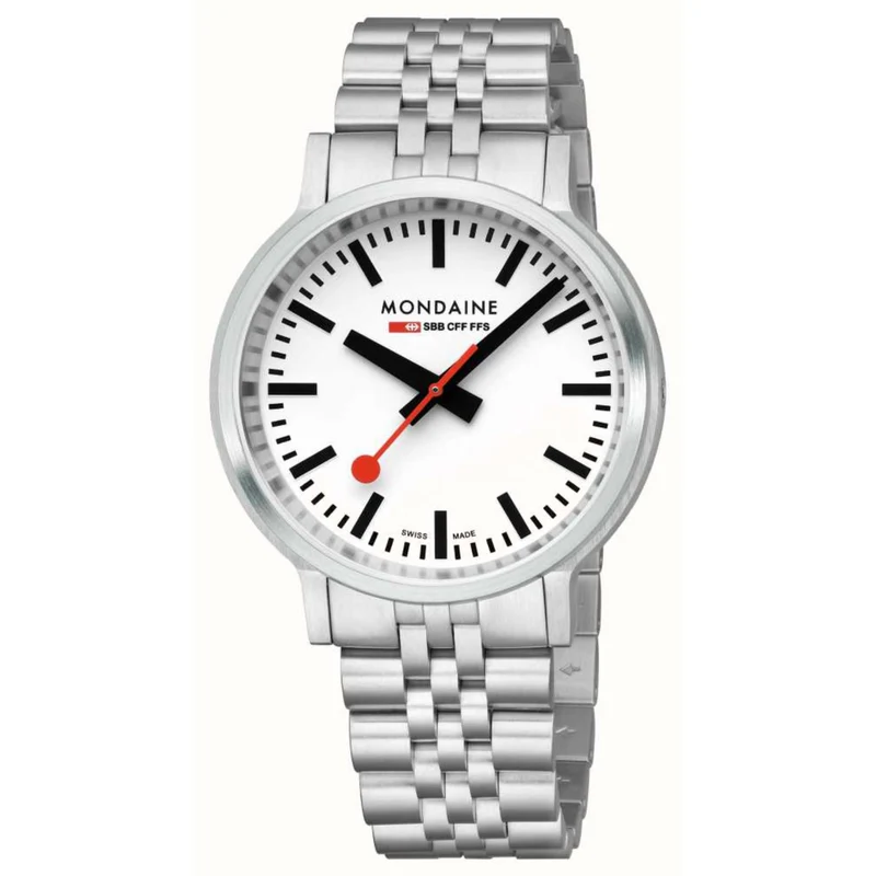 Mondaine stop2go 41mm White Dial Steel Mens Quartz Watch MST.4101B.SJ.2SE