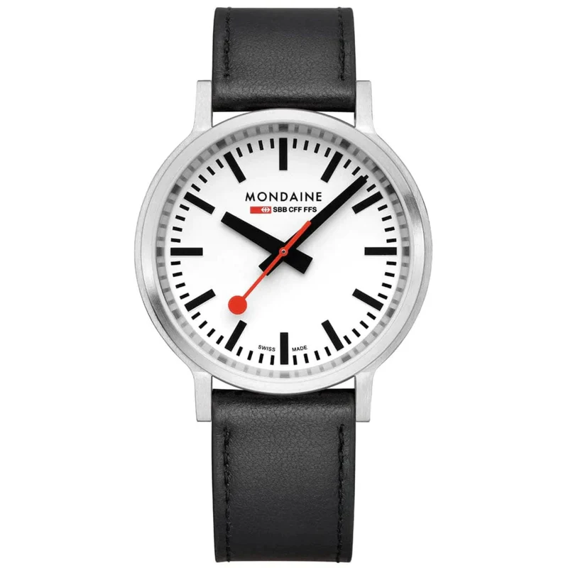 Mondaine stop2go 41mm White Dial Leather Mens Quartz Watch MST.4101B.LBV.2SE