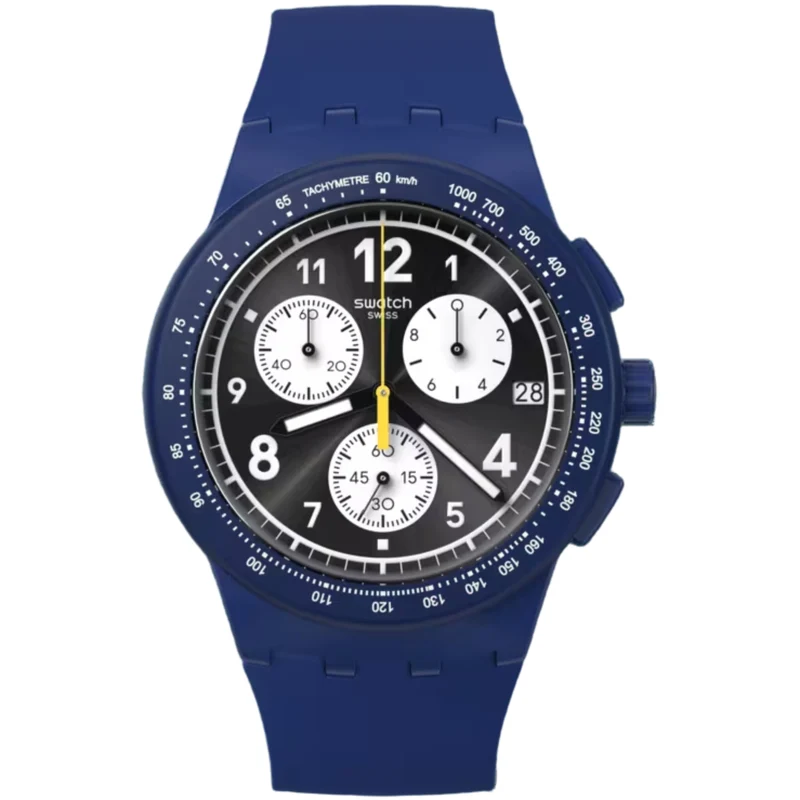 Swatch Nothing Basic About Blue Quartz Blue Dial Silicone Strap Watch SUSN418
