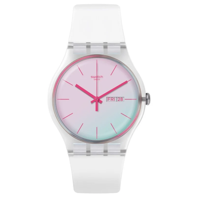 Swatch Polawhite Quartz White Dial White Silicone Watch SO29K704-S14