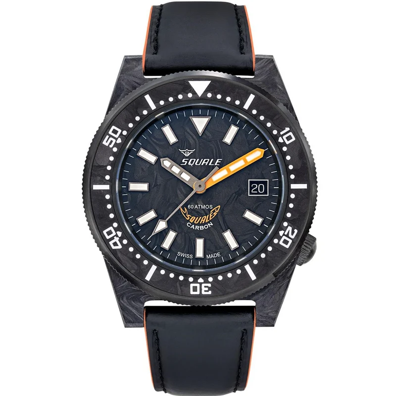 Squale T-183 Forged Carbon Automatic Grey/Carbon Dial Black Rubberized Leather Strap Men’s Watch T183AFCOR.RLOR