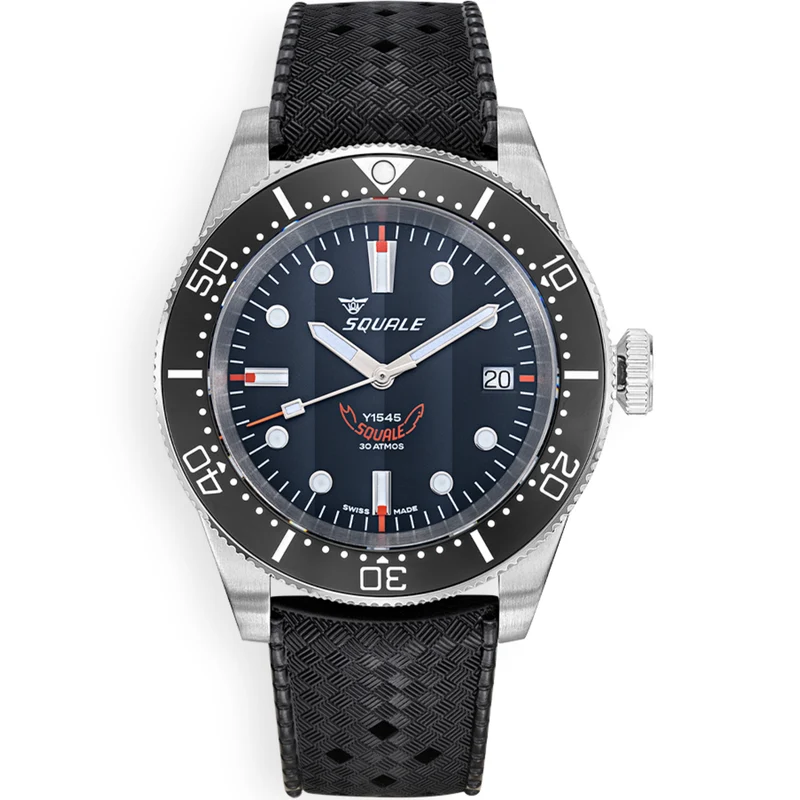 Squale 1545 Automatic Black Dial Black Rubber Strap Men’s Watch 1545BKBKC.HT