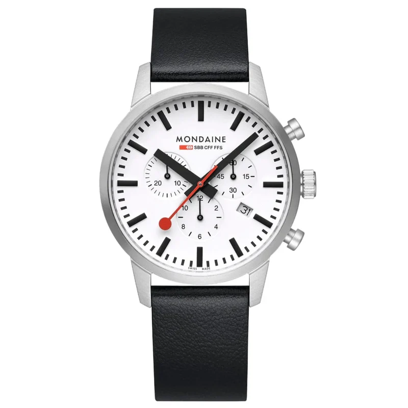 Mondaine Neo SBB Chrono White Dial Grape Leather Strap Men's Watch MSD.41411.LBV