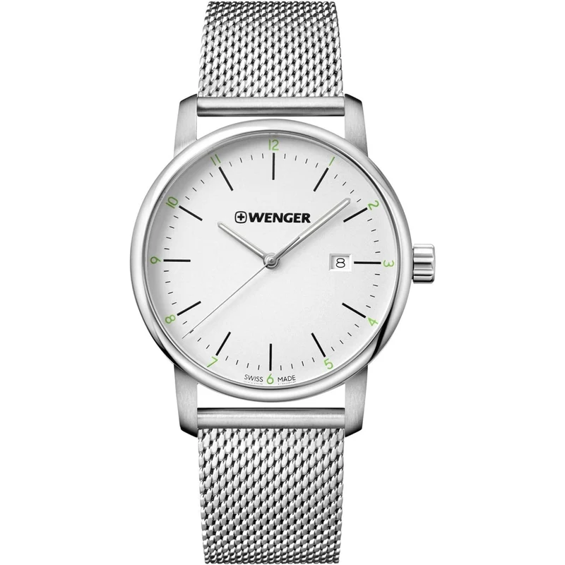 Wenger Urban Classic Quartz White Dial Steel Strap Men's Watch 01.1741.113