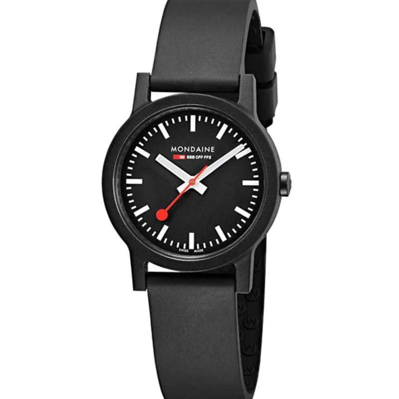 Mondaine Essence Black Dial Rubber Strap Ladies Watch MS1.32120.RB