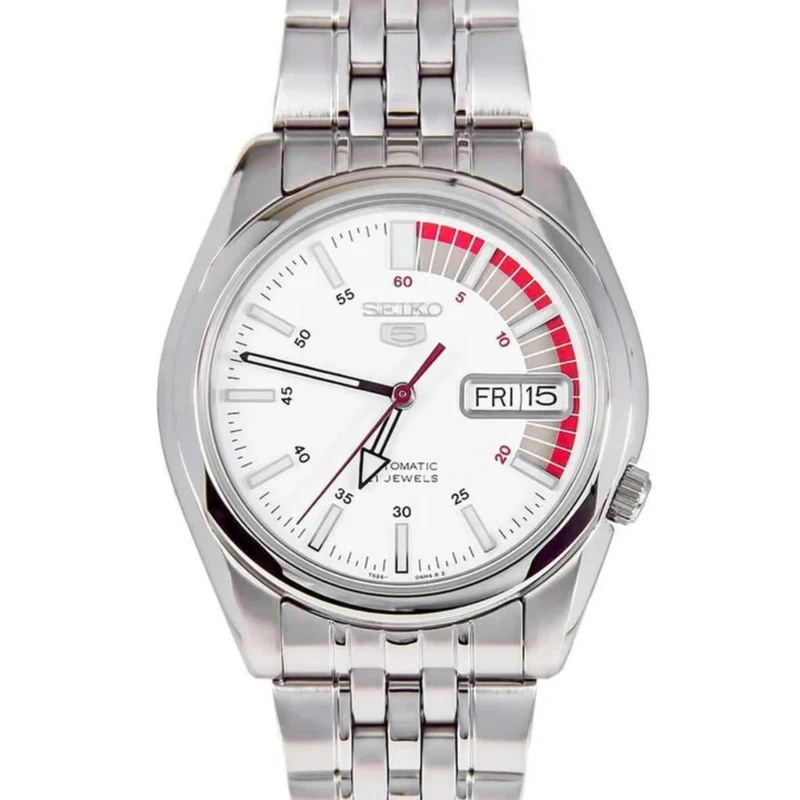 Seiko 5 Automatic White Dial Steel Strap Men’s Watch SNK369K1