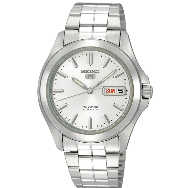 Seiko 5 Automatic White Dial Steel Strap Men's Watch SNKK87K1