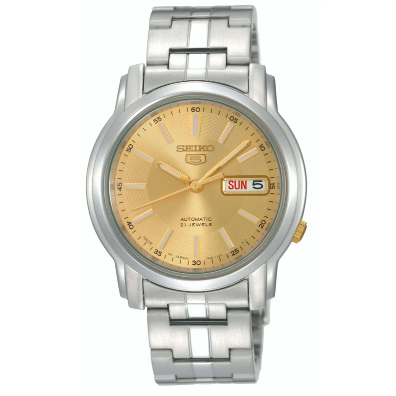 Seiko 5 Automatic Gold Dial Stainless Steel Bracelet Men's Watch SNKL81K1