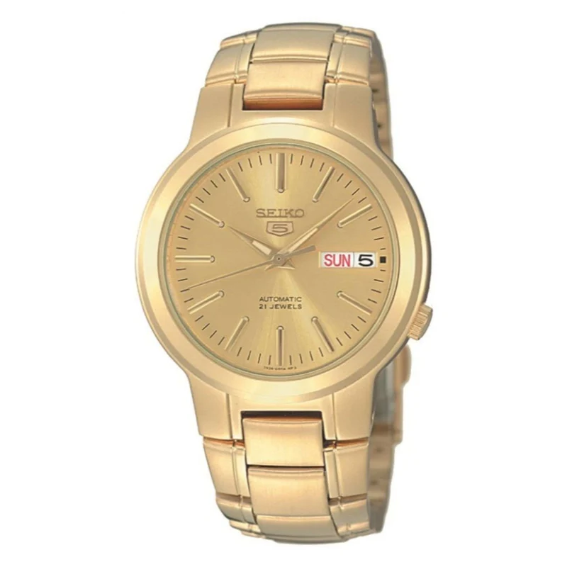 Seiko 5 Classic 37.5mm Gold Dial Steel Mens Automatic Watch SNKA10K1