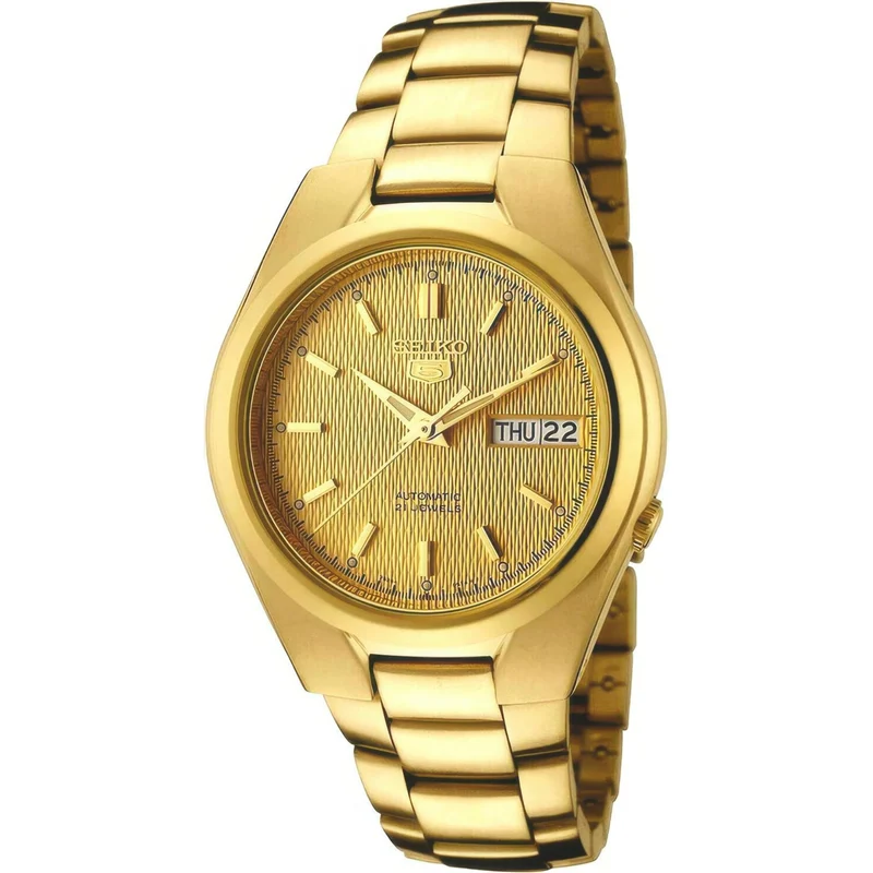 Seiko 5 Classic 37mm Gold Dial Steel Mens Automatic Watch SNK610K1