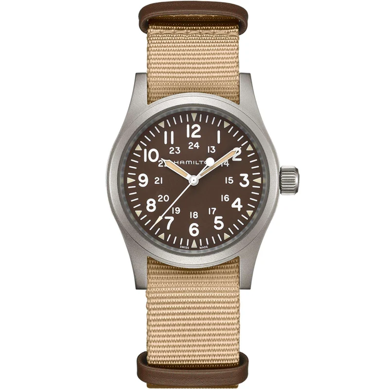 Hamilton Khaki Field 38mm 1960s Recreation Brown Dial NATO Mens Mechanical Watch H69439901
