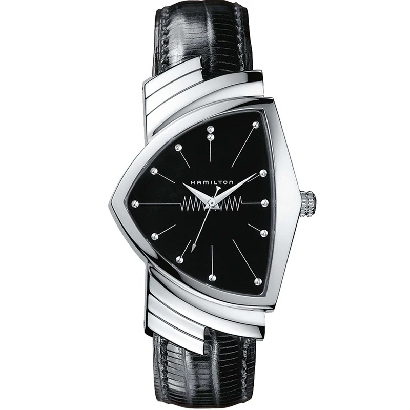Hamilton Ventura 1957 Recreation 32mm Black Dial Leather Mens Quartz Watch H24411732