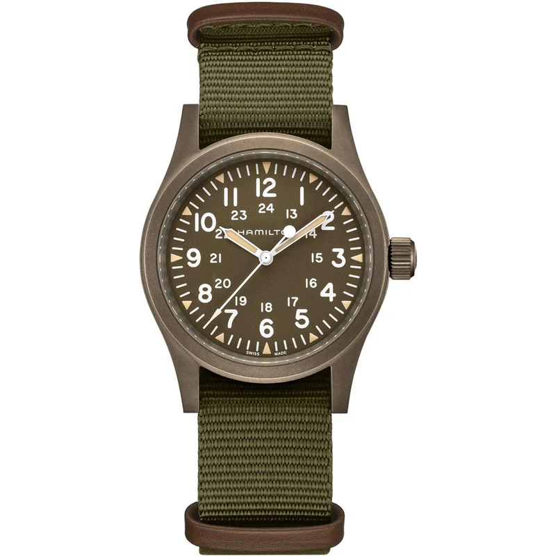 Hamilton Khaki Field 38mm Green Dial NATO Mens Mechanical Watch H69449961