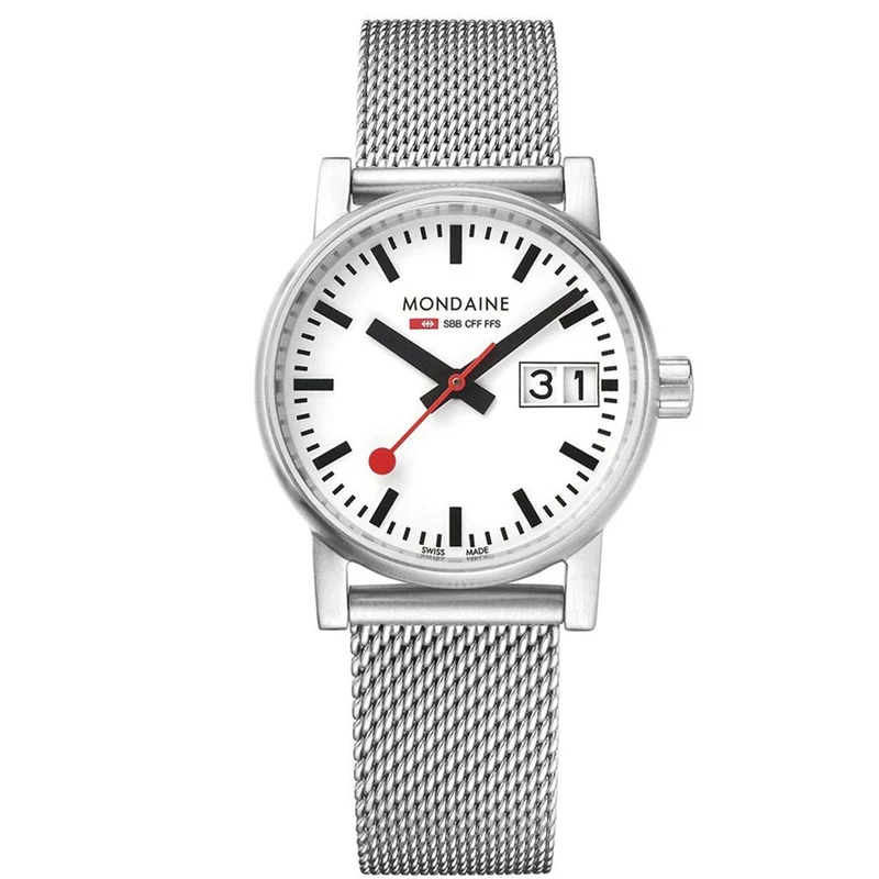 Mondaine Evo2 30mm White Dial Steel Ladies Quartz Watch MSE.30210.SM