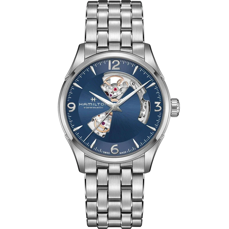 Hamilton Jazzmaster 42mm Open Heart Blue Dial Steel Mens Automatic Watch H32705141