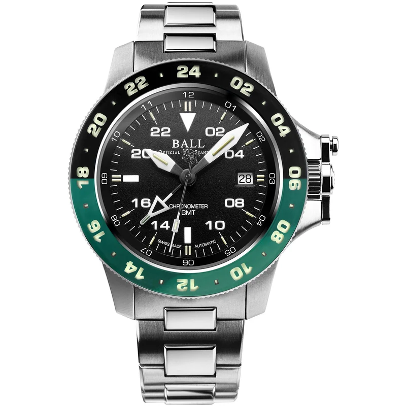 Ball Engineer Hydrocarbon AeroGMT II Automatic Blue Dial Steel Strap Men's Watch DG2118C-S11C-BK
