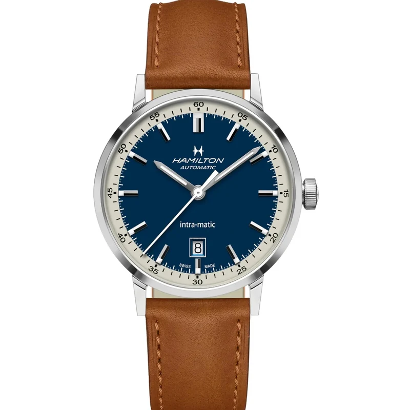 Hamilton American Classic 40mm Blue Dial Leather Mens Automatic Watch H38425540