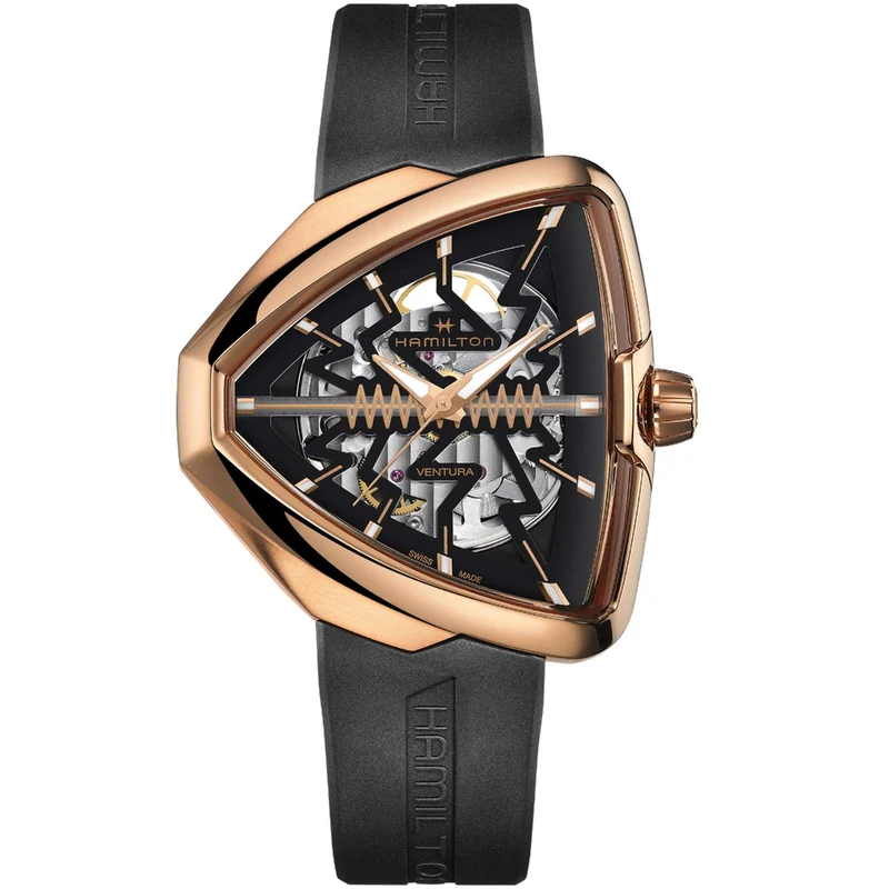 Hamilton Ventura 42mm Elvis80 Skeleton Black Dial Rubber Mens Automatic Watch H24525331