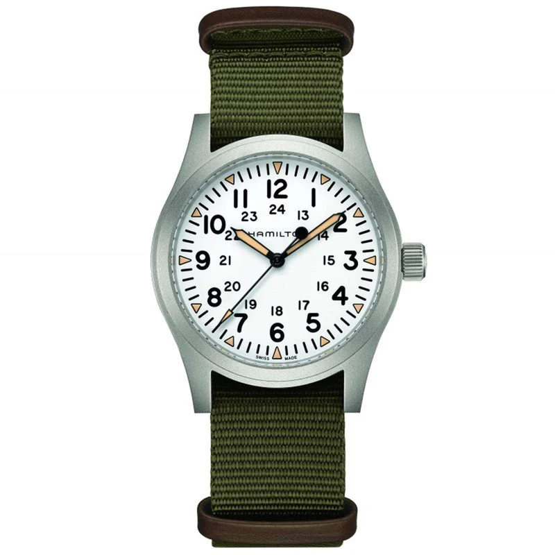 Hamilton Khaki Field 42mm White Dial NATO Mens Mechanical Watch H69529913