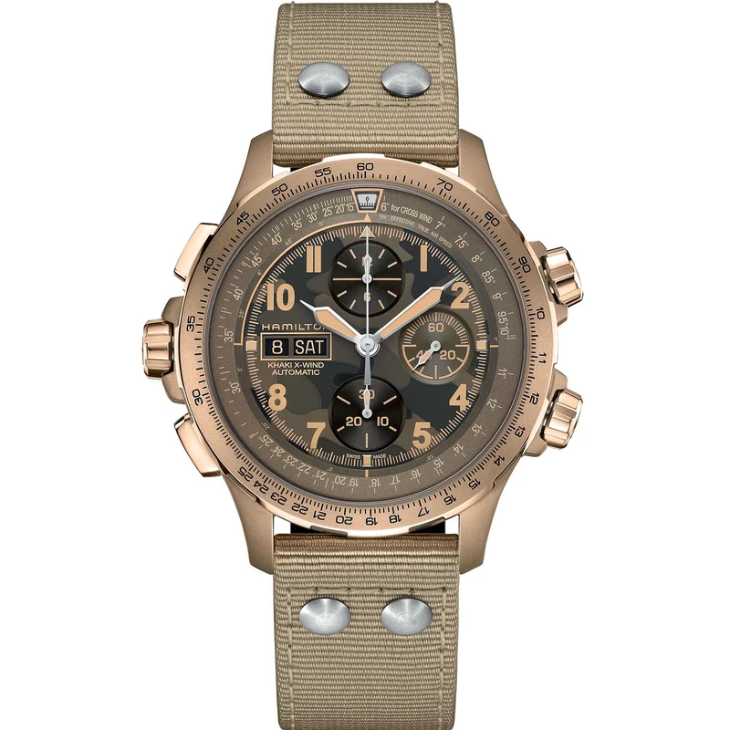 Hamilton Khaki Aviation 45mm Chronograph Brown Dial Textile Mens Automatic Watch H77916920