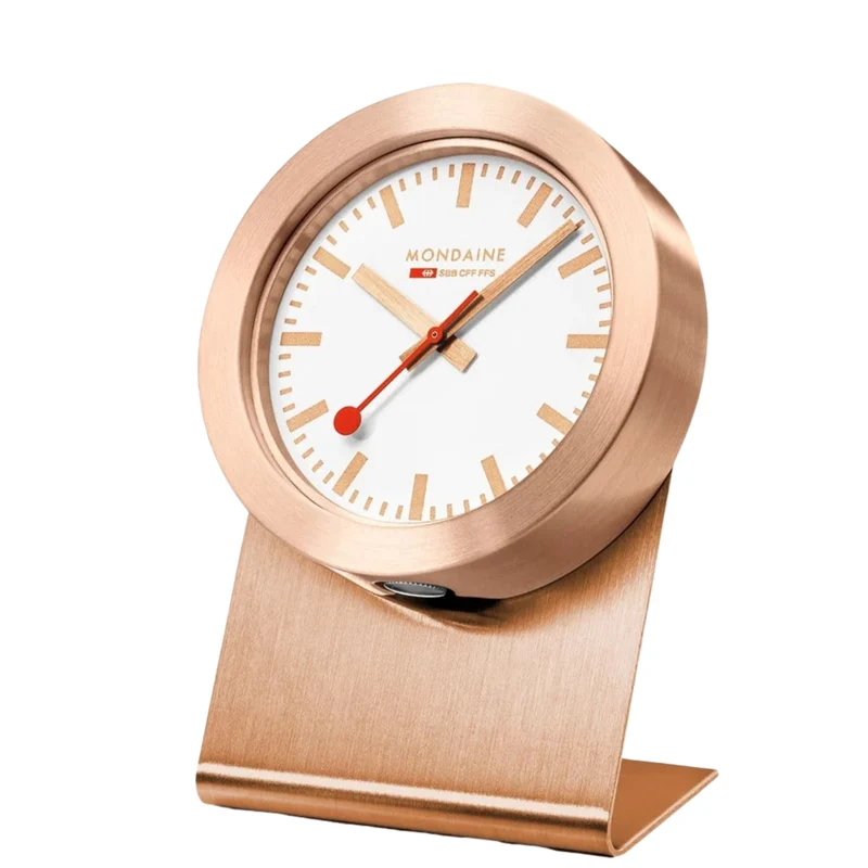 Mondaine 5cm White Face Copper Case Quartz Magnet Clock A660.30318.82SBK