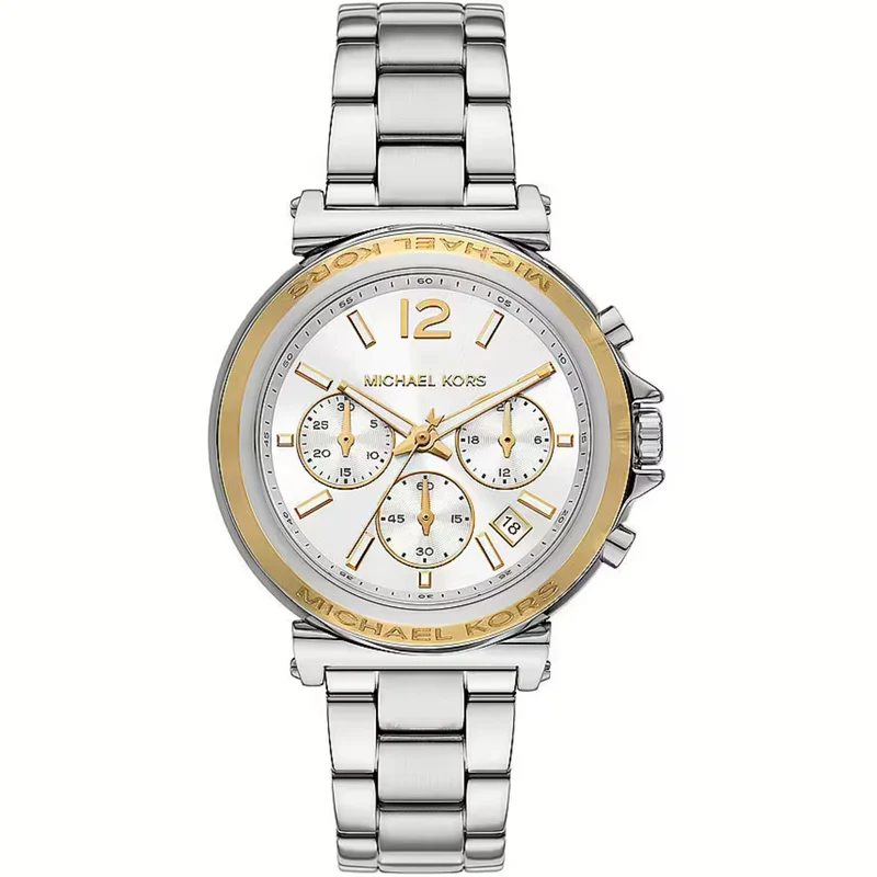 Michael Kors Maren Chronograph White Dial Steel Strap Women's Watch MK7495