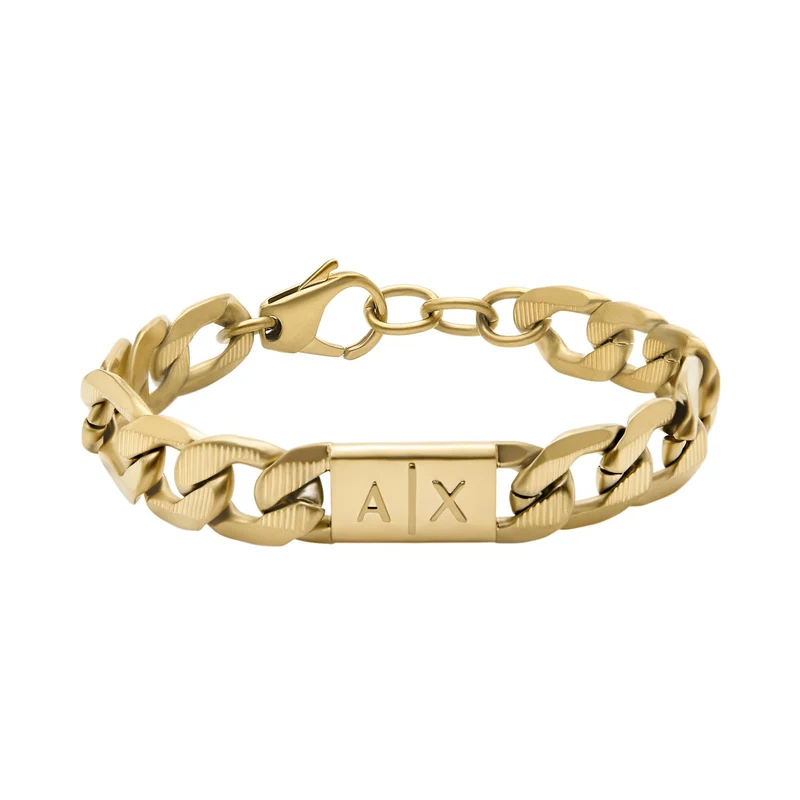 Armani Exchange Gold-Tone Stainless Steel Chain Men’s Bracelet AXG0078710