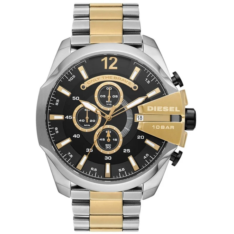 Diesel Mega Chief 51mm Chronograph Black Dial Steel Mens Quartz Watch DZ4581