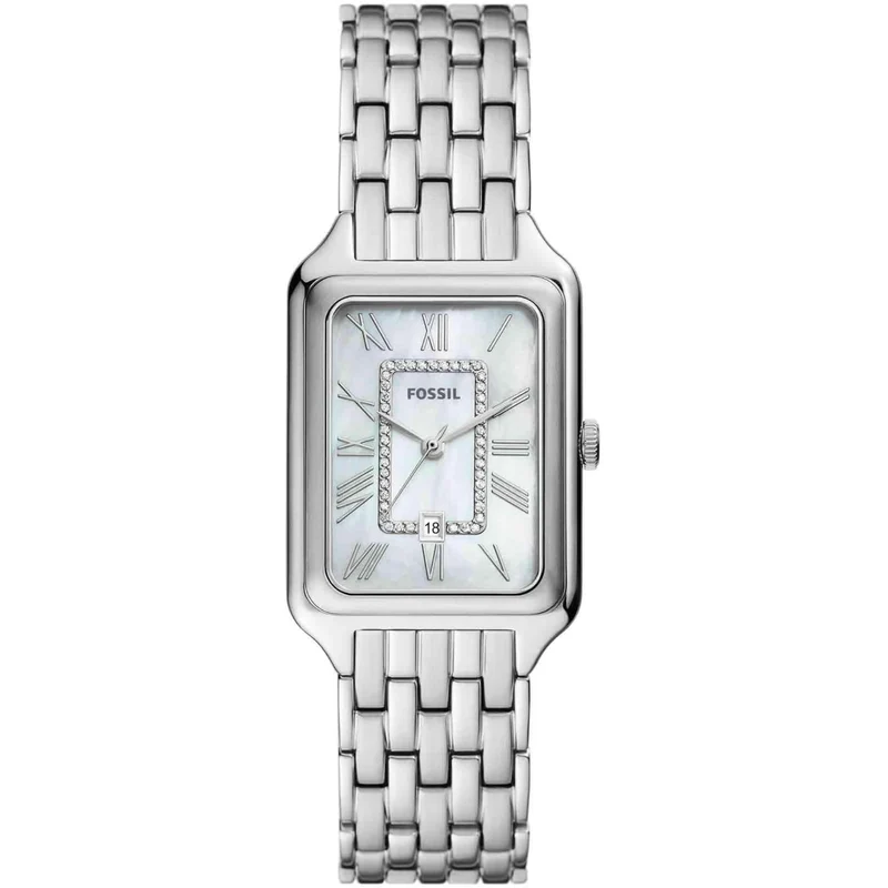 Fossil Raquel 26mm White Dial Steel Ladies Quartz Watch ES5306