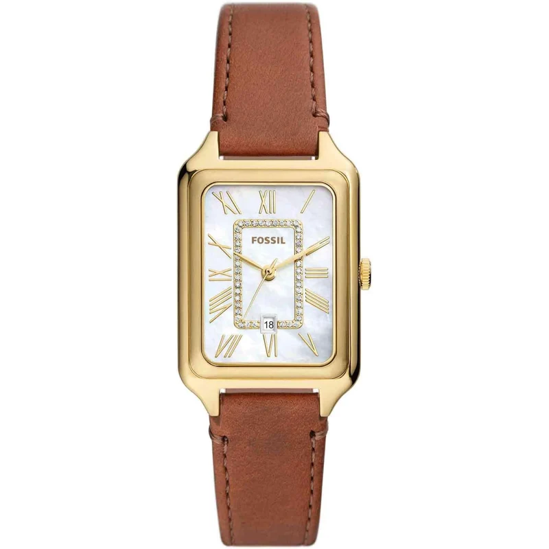 Fossil Raquel 34mm White Mother of Pearl Dial Leather Ladies Quartz Watch ES5307