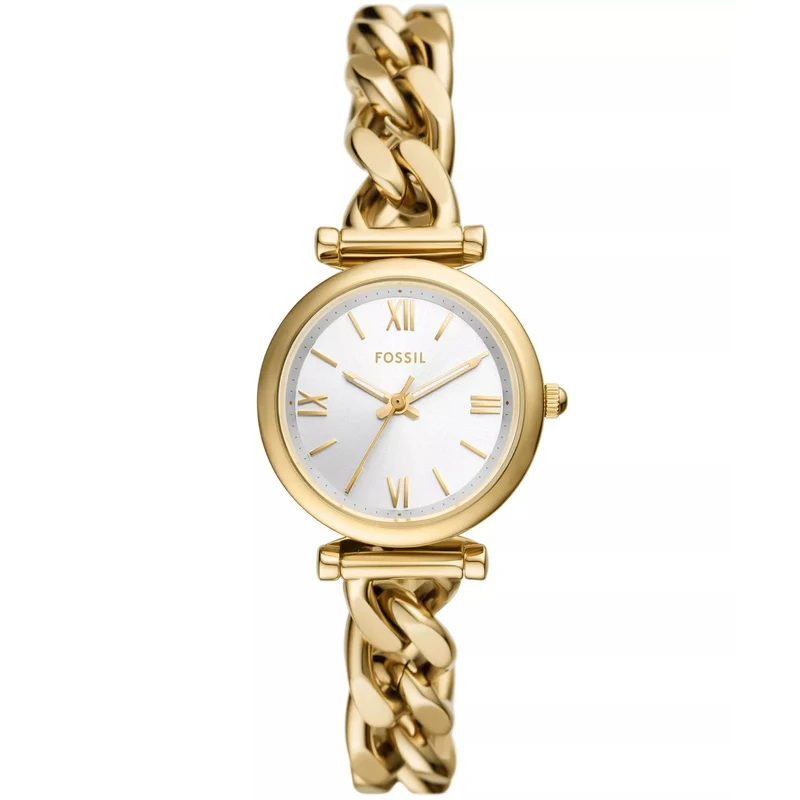 Fossil Carlie 28mm Silver Dial Steel Ladies Quartz Watch ES5329